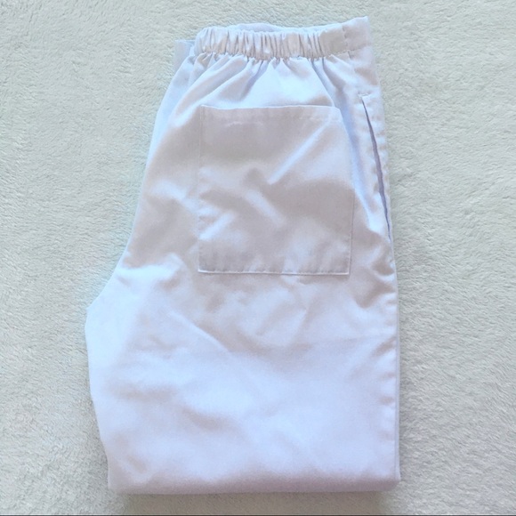 White Medical Work Scrubs Pants Bottoms - Picture 7 of 14